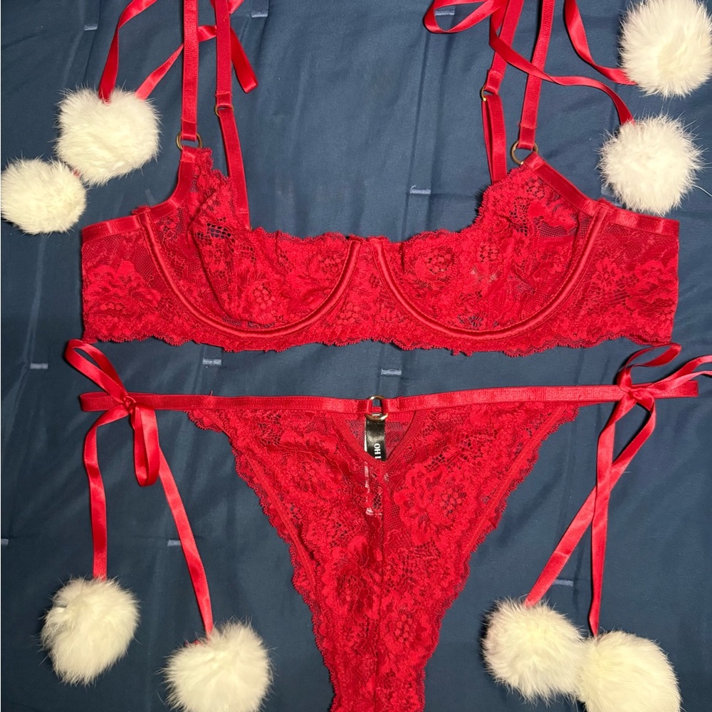🔥NWT🔥 Oh La La Cheri Santa Pom Holiday Lingerie Set L/XL - Picture 5 of 10